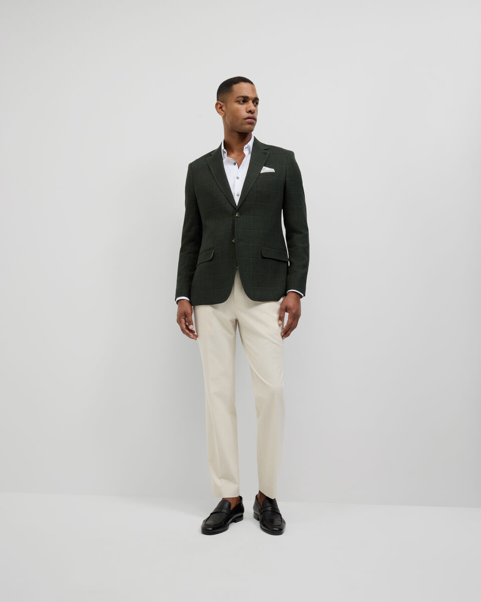 Windowpane Check Blazer, Khaki, hi-res